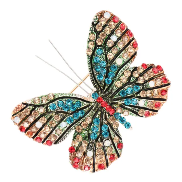 Farbige Diamant-Schmetterlings-Corsage Legierung Fräulein Tier Brosche Hohle