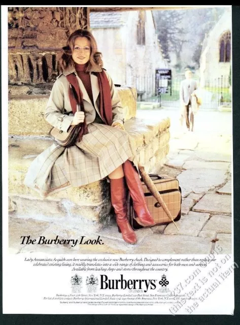 1980 Burberrys trench coat check skirt Lady Annunziata Asquith photo print ad