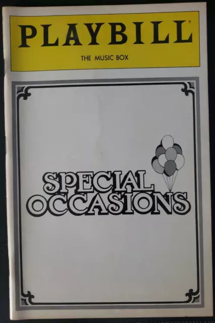 Special Occasions Broadway Playbill Januay 1982 Music Box Theatre NYC New York