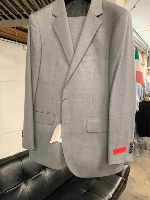 New 38R Men's SLIM Light Grey Suit 100% Wool Super 150 Made in Italy Ret / $1295