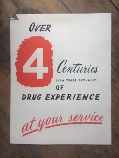 Vintage Drug Store pamphlet sign poster 4 Centuries of Drug Experience ephemera 2