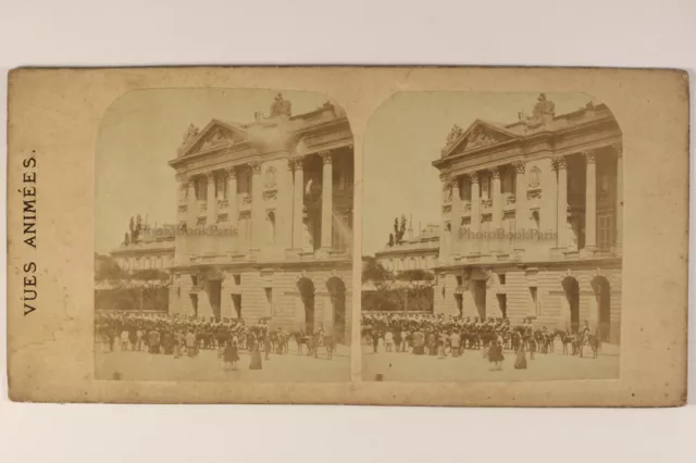 Paris Cérémonie Place Of La Concorde c1860 France Photo Stereo Albumin Vintage