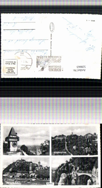 5285663,Mehrbild Ak Graz Uhrturm Schloßbergbahn Mur Felsensteig