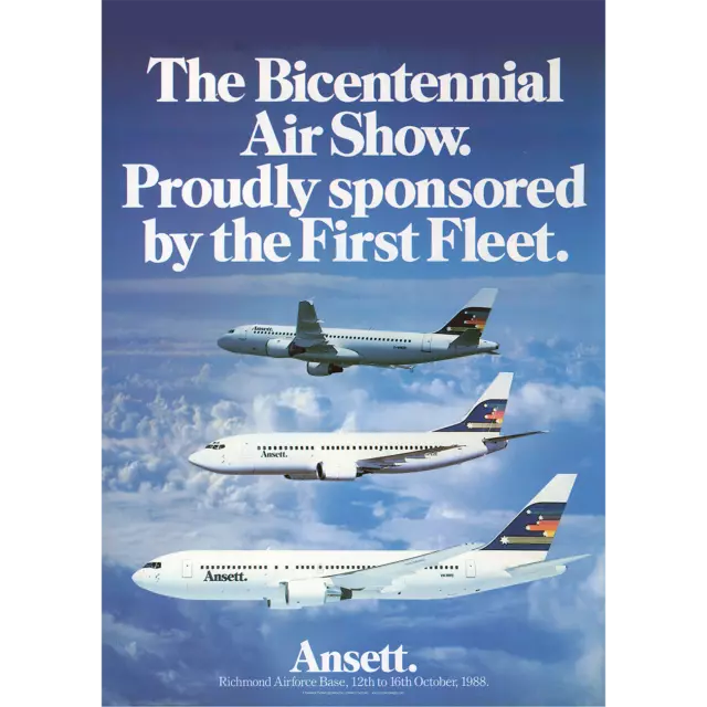 Ansett Bicentennial Air Show Art Print - 1988 Richmond RAAF Base 3 sizes poster