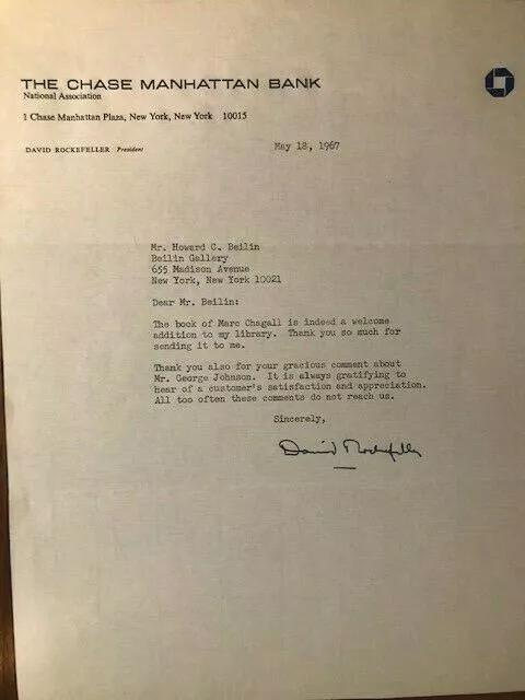 David Rockefeller - signed letter