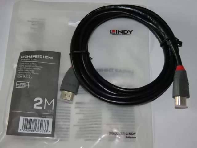 Lindy 7.5m Standard HDMI Cable, Gold Line, Premium Design, Gold Plated,  with Ethernet, 4K 30Hz HDMI 2.0 10.2G 3D 1080p 120Hz 144Hz HDR ARC CEC ATC