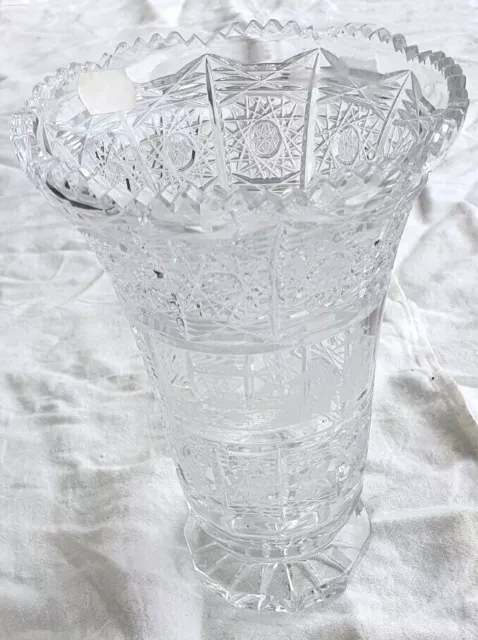 Glas Vase Pariser Hand Schliff Kastell vom Glasschleifer Kristall Böhmen Handcut