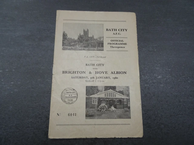 1959-60 Bath City v Brighton - FA Cup Round 3 (3rd / Third) - 9th January 1960