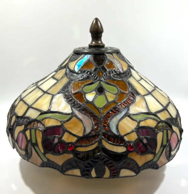 Vintage Tiffany Style Stained Glass Inverted Ceiling Lamp