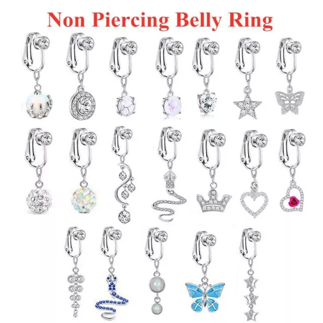 Buy Clip on Belly Ring Non Pierced Fake Navel Piercing Fake Belly Ring  Silver Heart Fake Belly Ring Rose Quartz Online in India - Etsy
