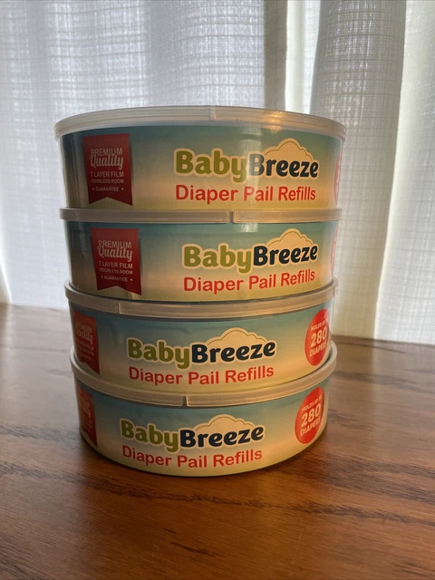 4 Baby Breeze Diaper Pail Refill Bags -7 Layer Film For Odorless Room