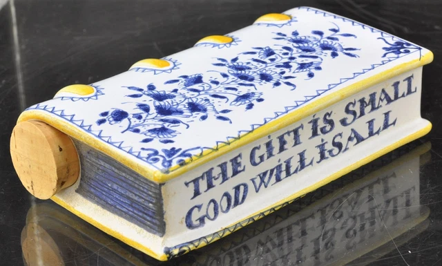 Mottahedeh Polychrome Delft MMA Reproduction Book Flask or Hand Warmer A
