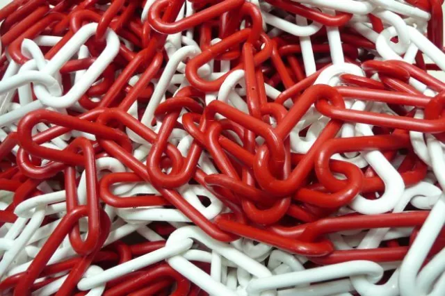 30m Absperrkette Kunststoff 6mm Rot-Weiss Warnkette Plastikkette Kunststoffkette