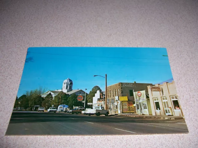 1960s MAIN STREET SCENE, DOWNTOWN FORT DAVIS TEXAS VTG POSTCARD
