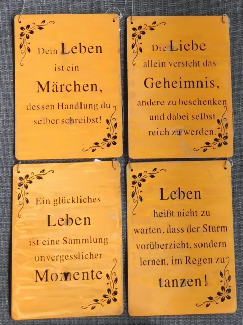 Schild, Metallschild mit Spruch, Thema Leben u. Liebe, 4 Modelle Rost 18 x 13 cm