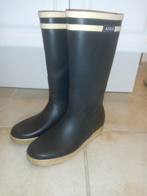 Bottes Vintage 1982 Cassandre - Bleu Marine, Taille 38, Cuir, Talon Haut, Occasion