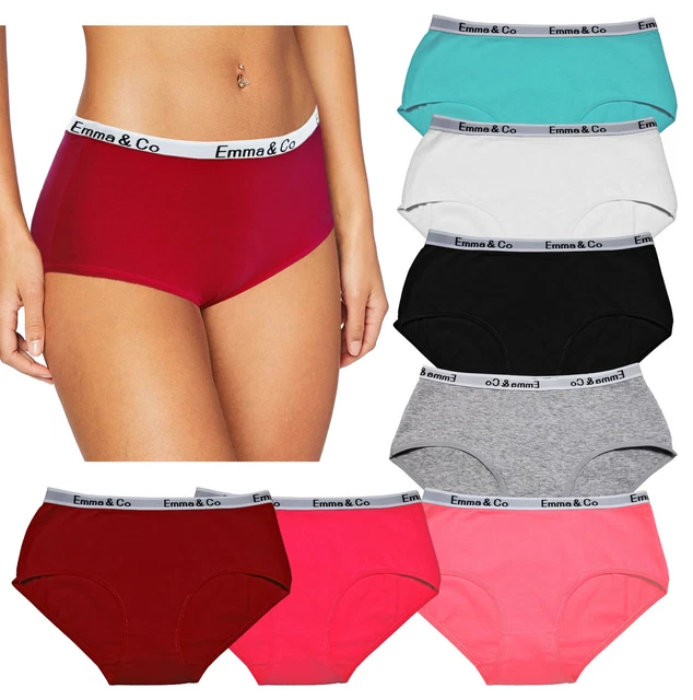 Teen Girls Cotton Briefs - Pack Of 6, Mid Waist Knickers For 8-16 Years, Solid Colors