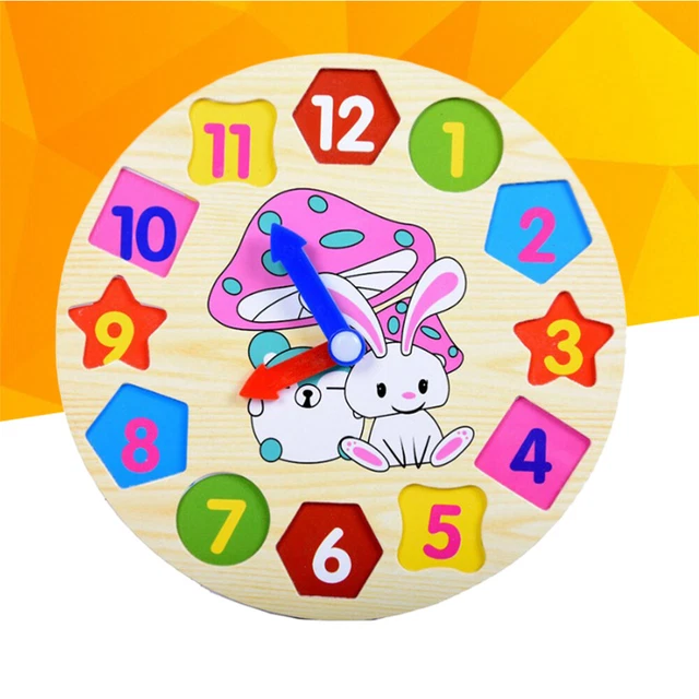 Orologio coniglio di legno numeri 3D puzzle giocattolo mattoni set giocattolo per bambini