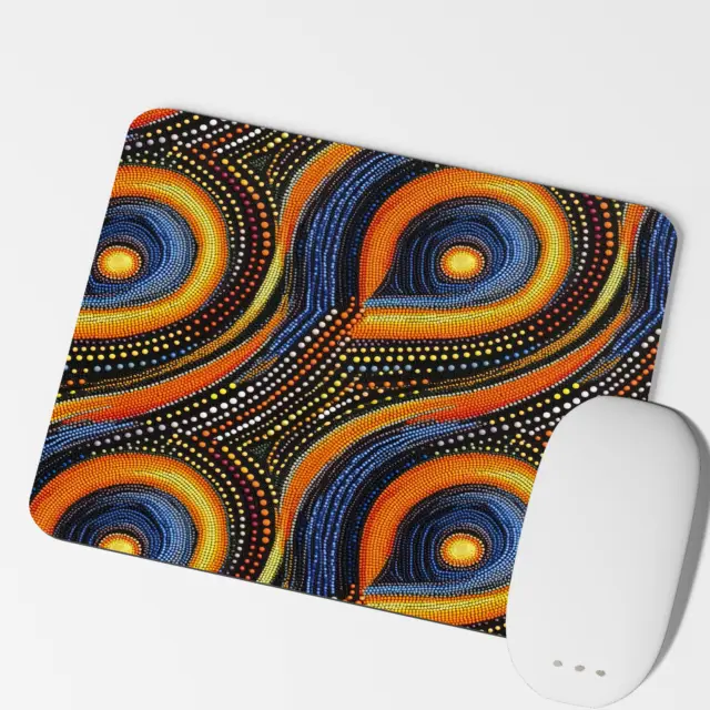 Aboriginal Art Inspired Indigenous Print Neoprene Computer Mouse Pad Mat #17