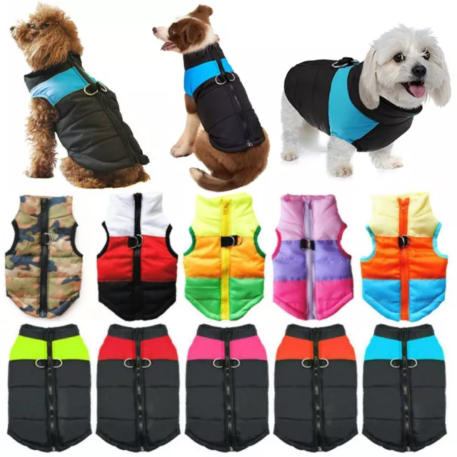 Warm Pet Dog Coats Jacket Outdoor Clothes Waterproof Winter Vest Puppy Coat UK