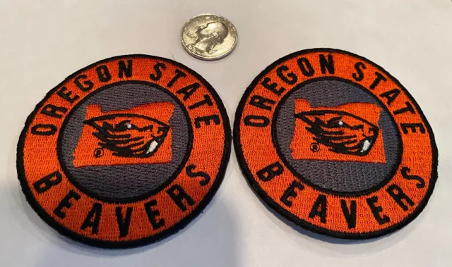 (2)-OSU Oregon State Beavers vintage Style Embroidered Iron On patches 3"x 3"