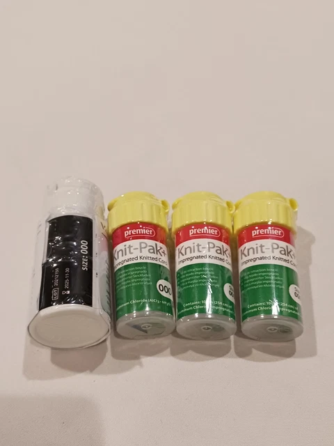 Lot of 4 PREMIER KNIT-PAK SIZE #000 ULTRA THIN PLAIN RETRACTION CORD Vista apex