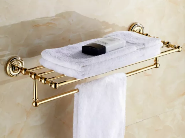 Polished Gold Color Brass Bathroom Accessories Set Bath Hardware Towel Bar ee006