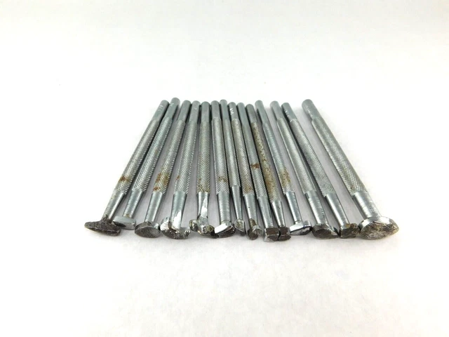 Lote de (14) Estampillas de Cuero Craftool Co. (oxidadas) para trabajar en cuero