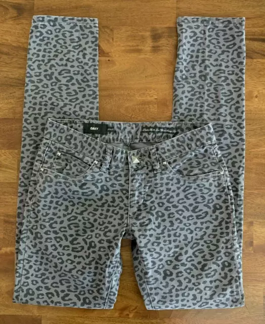 Women's Size 27 Obey Jeans Debbie Fit Low Waist Skinny Leg Leopard Inseam 31