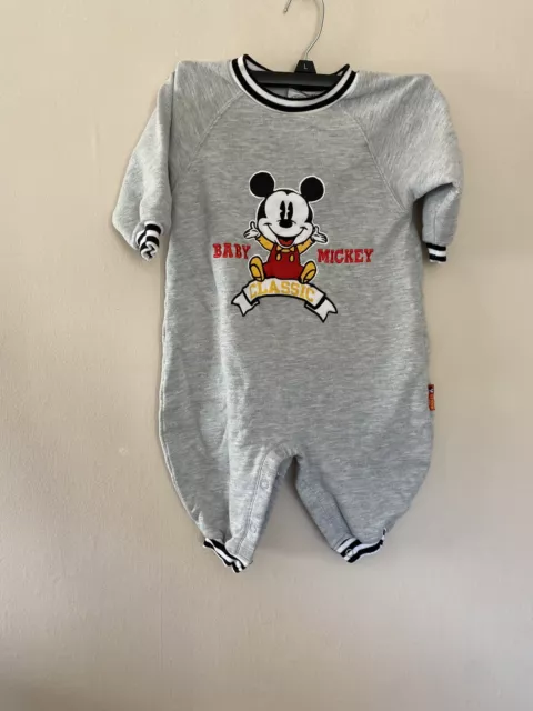 Mickey Mouse Vintage toddler Romper One Piece Sweatsuit 18 Months Gray Baby