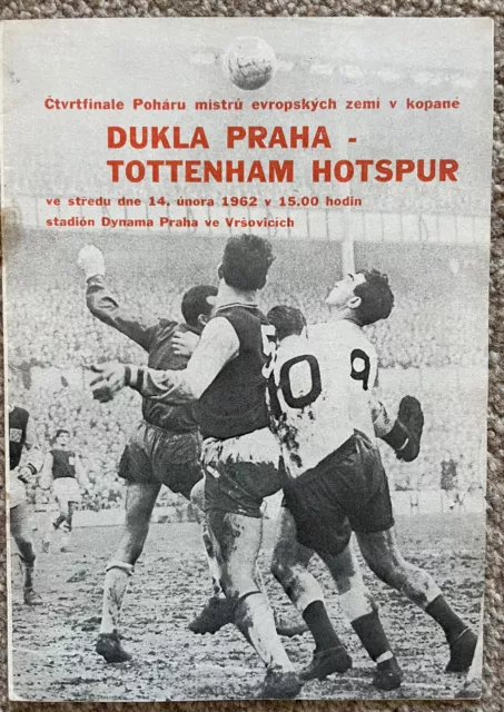 Dukla Prague v Tottenham Hotspur 1962 European Cup Winners Cup