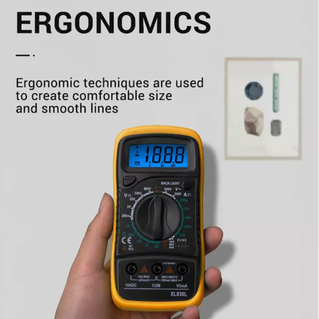 Electrical LCD Digital Multimeter Ohmmeter Multi OHM Tester AC DC Voltmeter 2