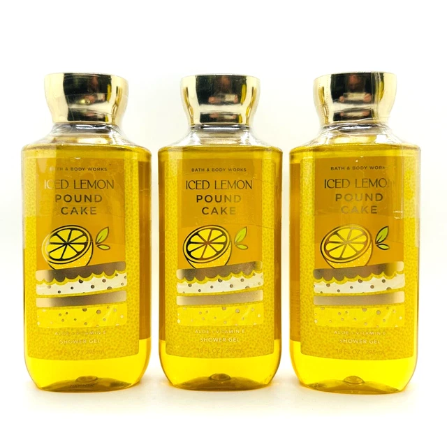 3-Pack Bath & Body Works ICED LEMON POUND CAKE Shower Gel Wash 10 fl.oz