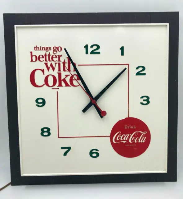 Vintage Kcs Steinau Coca Cola Motorized Wall Clock Coke 60s Advertisement Works