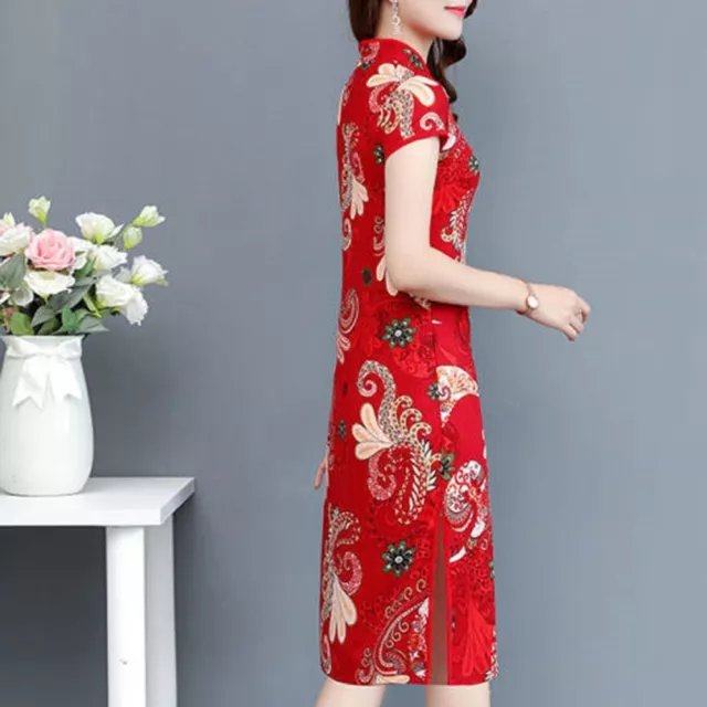 Élégante robe Qipao imprimée fleur pour femmes style traditionnel chinois