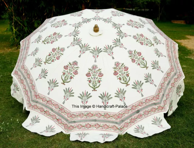 Garden Parasol Handmade Block Print Indian Outdoor Sun Shade Patio Umbrella 80"