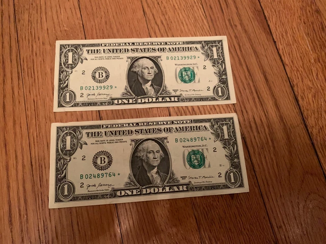 2017A & 2017 2 Bills Of 1 Dollar Bill Low Serial Number Star Note New York