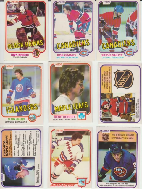 1981-82 O-Pee-Chee Hockey SET BREAK singles, complete your set #201-396