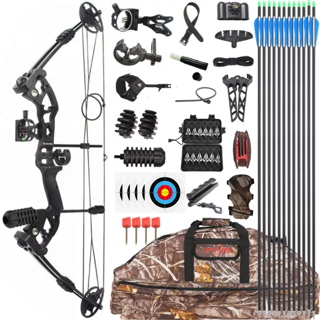 Compound Bow Set 30-60lbs Adjustable Archery Hunting Right Left Shooting Fishing