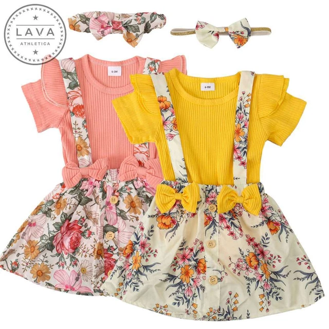 Newborn Infant Baby Girl Romper Jumpsuit Tops Skirt Headband Outfits Clothes Set