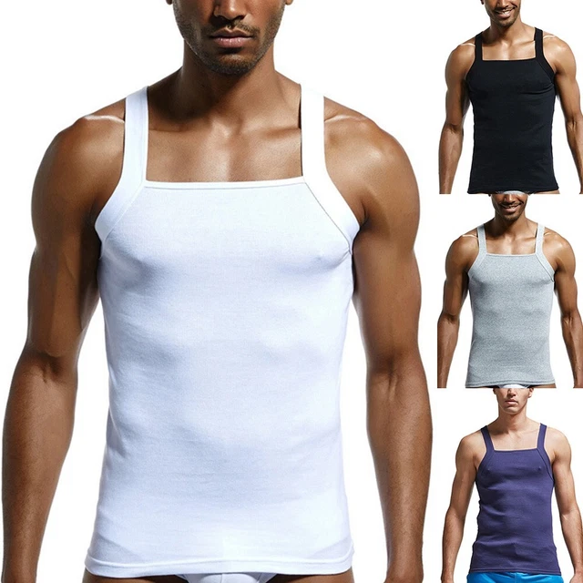 Canottiera Uomo Cotone Ed Elastan | Senza Maniche Per Palestra, Sport, Taglio Muscolare, Blu Cielo, Taglia XL