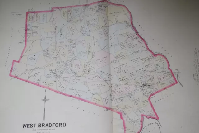 MAP OF WEST BRADFORD CHESTER CO PA 1883 BREOUS FARM ATLAS $59.99 - PicClick