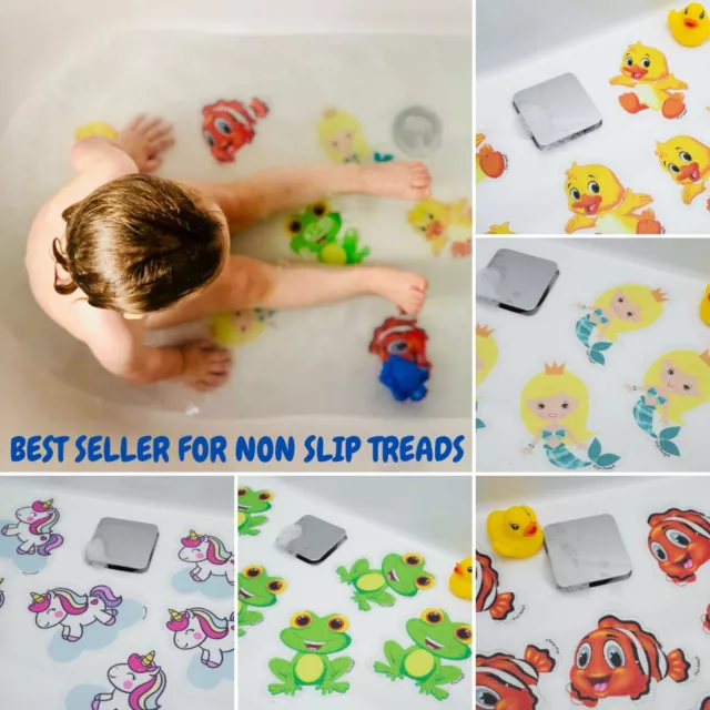 Bath Mat Stickers Kids, Non Slip Anti Skid Shower Cartoon Animal Textured Treads