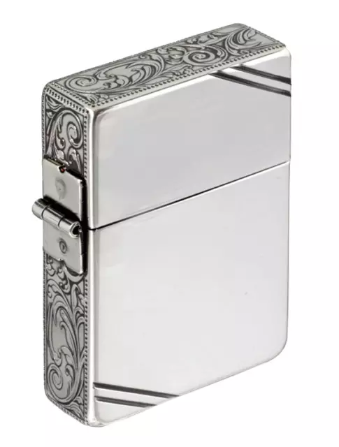 Zippo Oil Lighter Arabesque 3 Sided Processing Nickel Antique Silver
