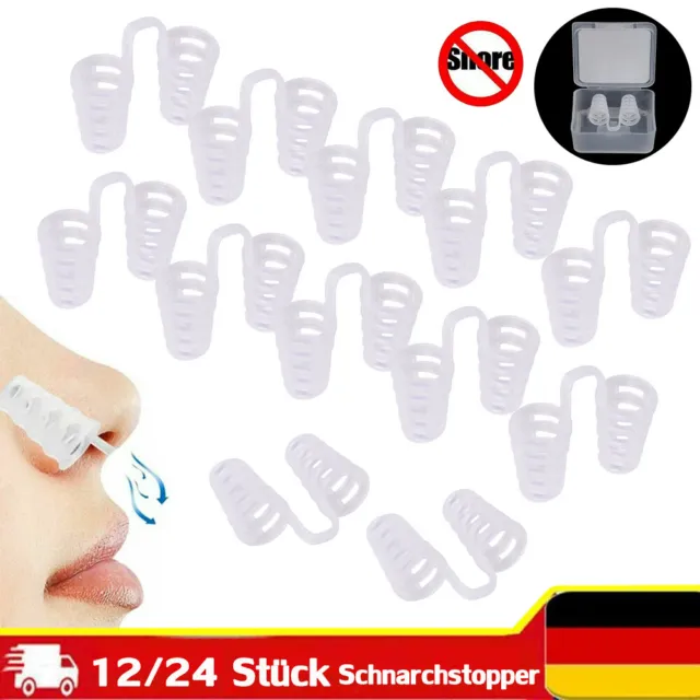 12/24 Stück Antischnarch Nasenclip Nasenspreizer Schnarchstopper Anti Schnarchen