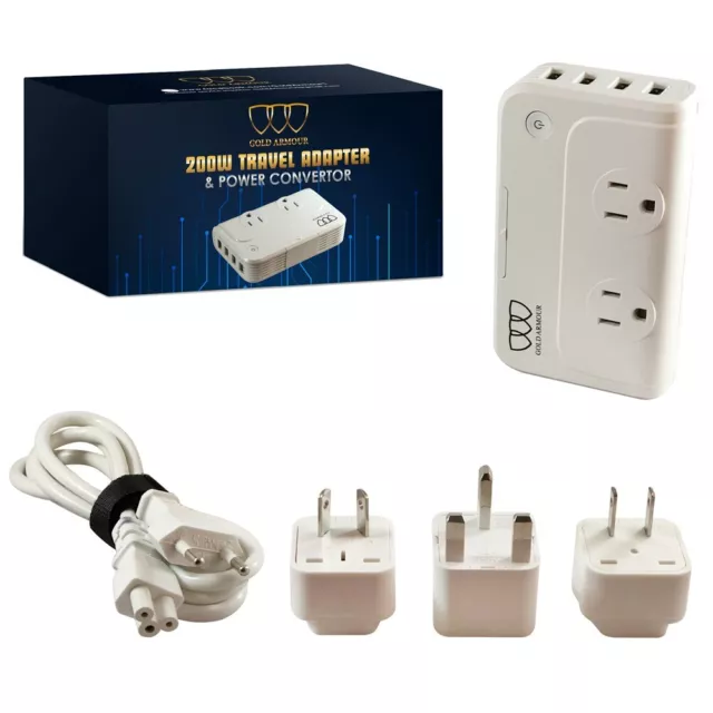 Travel Adapter International Universal 200W Step Down Voltage Converter EUR UK