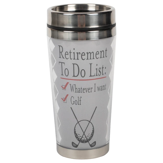 Retirement To Do List Grey Golf 16 ounce Stainless Steel Travel Tumbler Mug