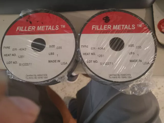 NEW FILLER METALS 2 ROLLS ER-4043 aluminum welding wire - 1 lb x 0.035" USA MADE