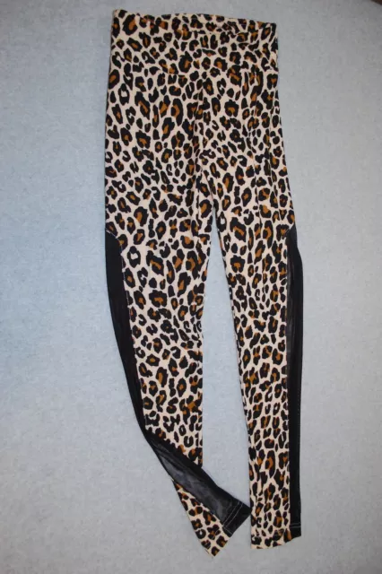 Jr Womens Leggings LEOPARD PRINT High Rise MESH SIDE STRIPE Size S M L XL XXL