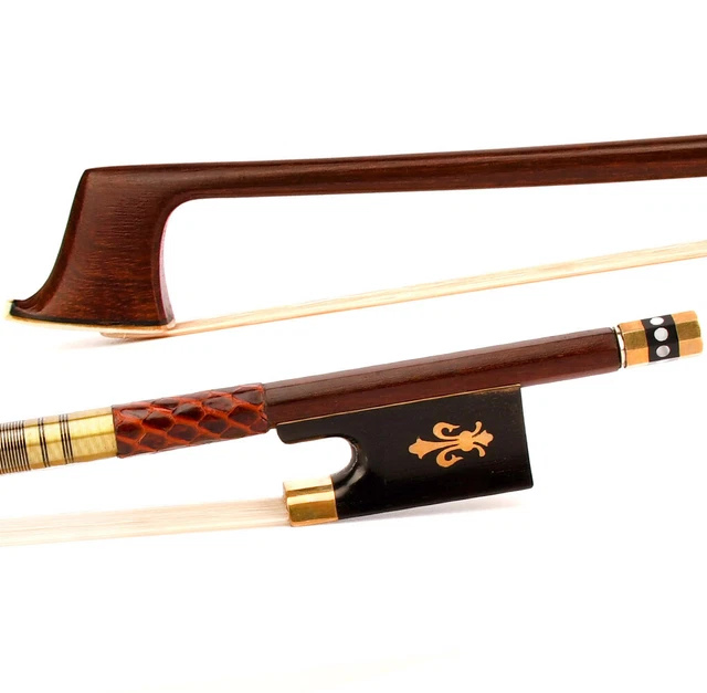 Arco Per Violino 4/4 In Fibra Di Carbonio Intrecciato – Ebano Con Fleur-de-Lys Dorate – Leggero 60g